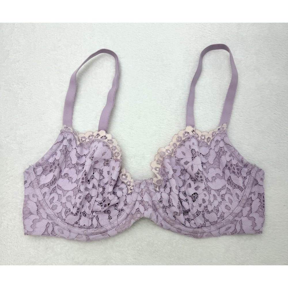 Victoria's Secret Body By Victoria Unlined Demi Lace Bra 34D Lilac Purple